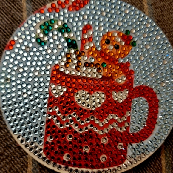 Gingerbread Christmas Coaster Handmade Beaded - Picture 2 of 3